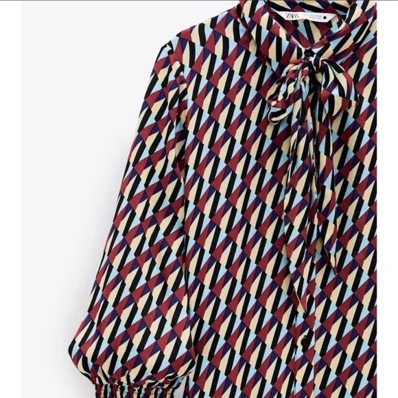 Zara PRINT DRESS Blue 0/4786/258/400/02 - Picture 9 of 12